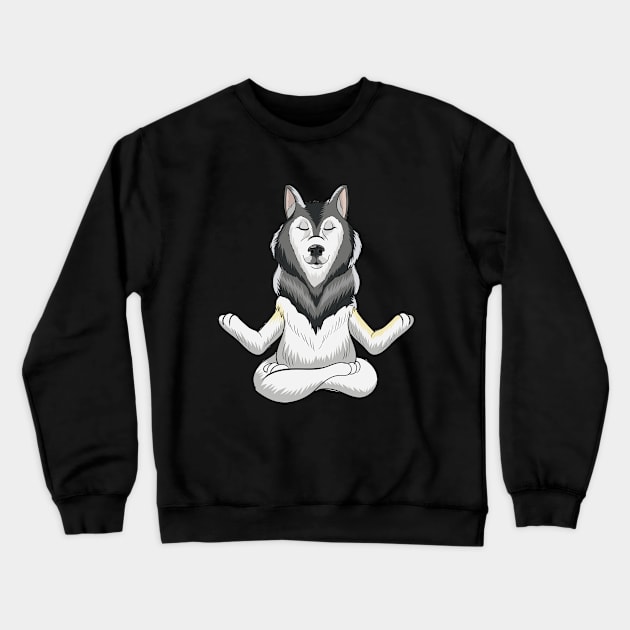 Husky Dog Meditation Crewneck Sweatshirt by BDAZ